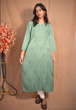 Swara Rayon Chikankari Kurta – Teal Green