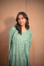 Swara Rayon Chikankari Kurta – Teal Green - Image 3