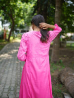 Lavanya Cotton Chikankari Angrakha- Hot Pink - Image 3