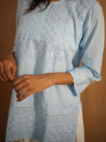 Cotton Chikankari Top – Ice Blue - Image 3