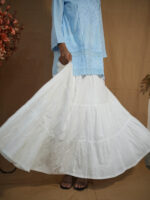 Cotton Chikankari Long Skirt- White - Image 2