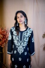Tarangini Rayon  Chikankari Kurta Palazzo Set -Black - Image 3