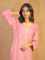 Lila Rayon  Chikankari Kurta Palazzo Set – Georgia Peach