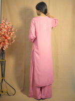 Lila Rayon  Chikankari Kurta Palazzo Set – Georgia Peach - Image 2