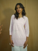 Cotton Chikankari Top – Light Pink