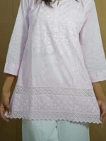 Cotton Chikankari Top – Light Pink - Image 3