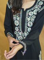 Nisha  Rayon Chikankari Kurti- Light Mulicolour - Image 3