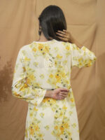 Lavanya Cotton Chikankari Angrakha- Yellow Floral - Image 2