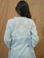 Tara Cotton Chikankari Top – Ice Blue - Image 2