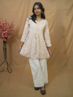 Tara Cotton Chikankari Top – Light Almond
