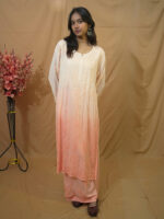 Kaya Double Shade Modal Chikankari  Kurta Palazzo Set - Peach