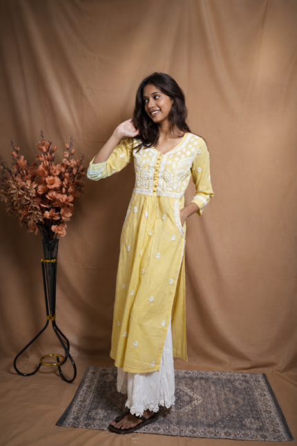 Misha Cotton Nyra Cut Chikankari Kurti