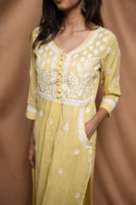 Misha Cotton Nyra Cut Chikankari Kurti - Image 3