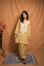 Sugandha Rayon Chikankari Kurta Pant set - Mustard Yellow