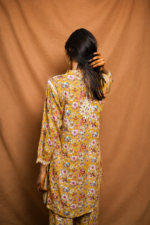 Sugandha Rayon Chikankari Kurta Pant set - Mustard Yellow - Image 4