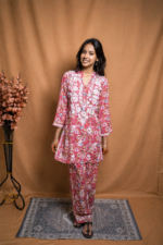 Sugandha Rayon Chikankari Kurta Pant set -Red - Image 2
