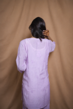 Tanvi Muslin Chikankari Kurta Pant Set  -Lavender - Image 4