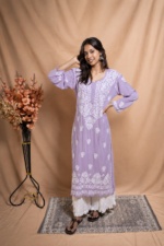 Vaani Modal Chikankari Kurti- Lavender