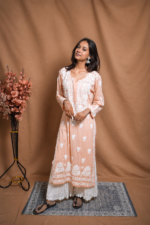 Vaani Modal Chikankari Kurti- Peach