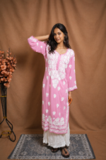 Vaani Modal Chikankari Kurti -Pink