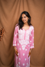 Vaani Modal Chikankari Kurti -Pink - Image 3